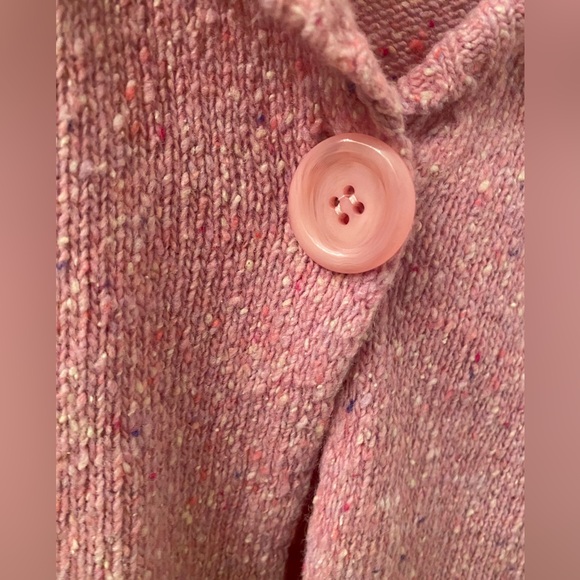 SIZE MEDIUM PINK WITH MULTI COLOUR SPECKLES ONE BUTTON CARDIGAN BY BIANCO & BLU - Picture 2 of 8